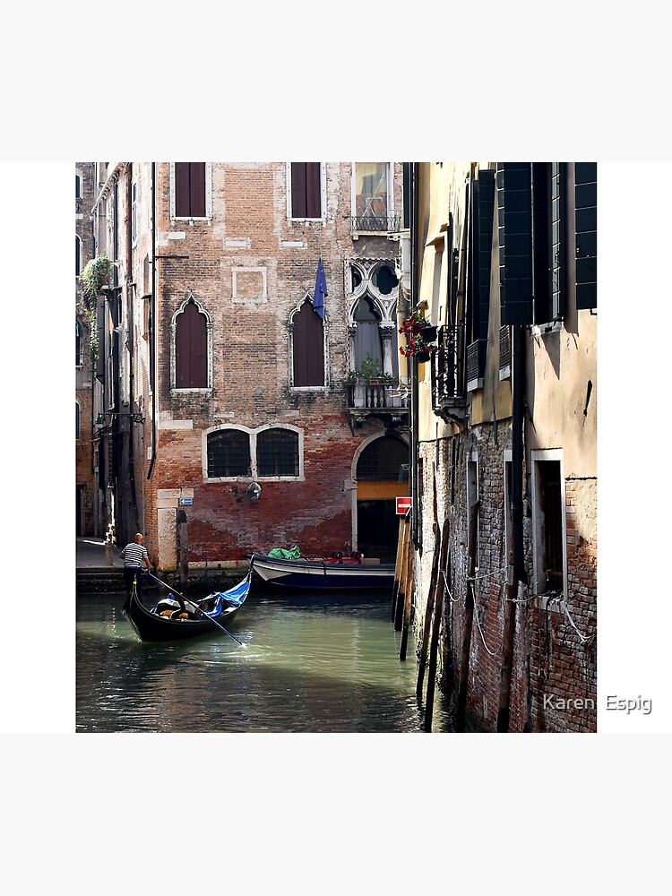 Thumbnail 5 of 5, Shower Curtain, Gondolier in the secret canals of Venice, Italy designed and sold by KarenEspig.