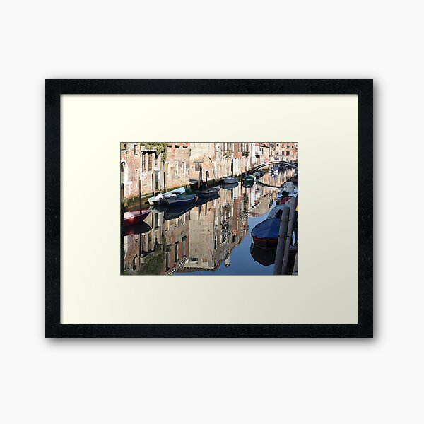 Parking on the Canal, Venice, Italy Framed Art Print