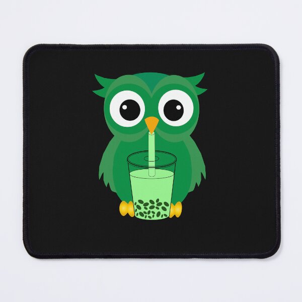 Item preview, Bubble Tea drinking green owl bird designed and sold by UniqueDesignHub.