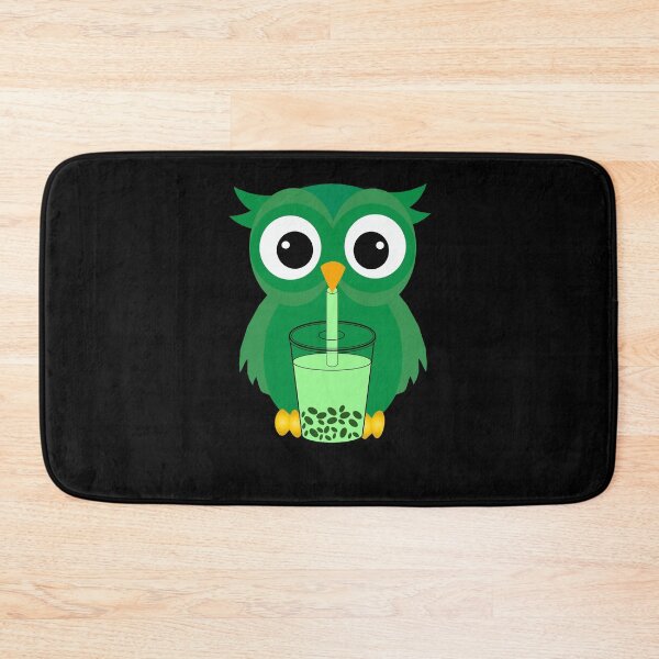 Item preview, Bubble Tea drinking green owl bird designed and sold by UniqueDesignHub.