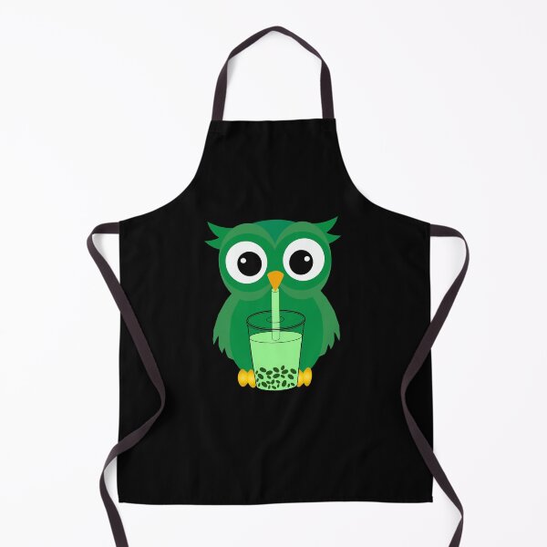 Item preview, Bubble Tea drinking green owl bird designed and sold by UniqueDesignHub.