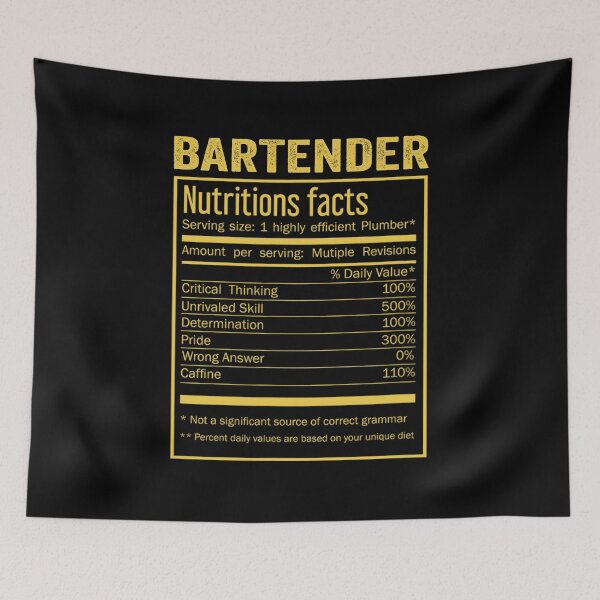 Item preview, Bartender birthday Gifts Shirt,Cool Bartender Funny Nutrition Facts Mens Womens Christmas Fathers Days Gift, Bartender Nutrition Facts designed and sold by xlnv.