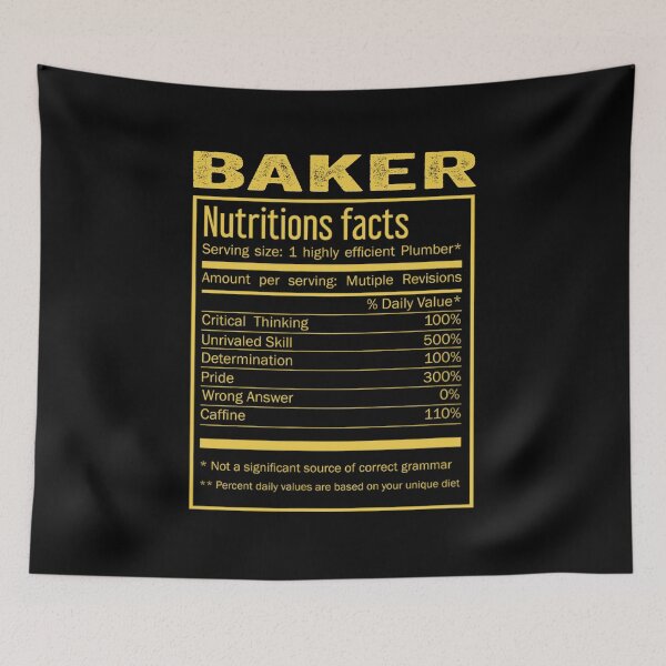 Item preview, baker birthday Gifts Shirt,Cool baker Funny Nutrition Facts Mens Womens Christmas Fathers Days Gift, baker Nutrition Facts designed and sold by xlnv.