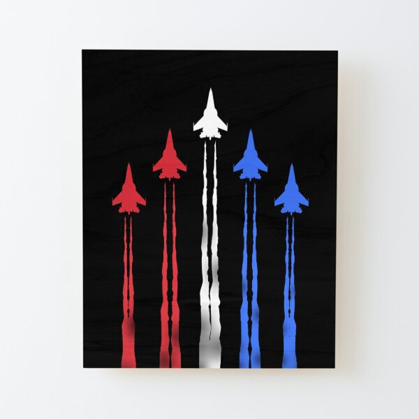 Fighter jets 4th of July celebrations - jets red white blue American flag Wood Mounted Print