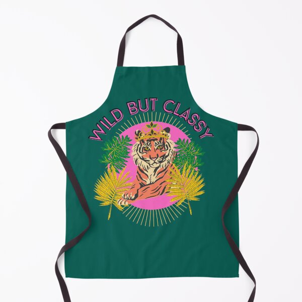 Item preview, Wild but classy Tiger with crown and tropical leaves hot pink and dark green designed and sold by DemonicGloom.