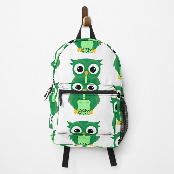 Item preview, Bubble Tea drinking green owl bird designed and sold by UniqueDesignHub.