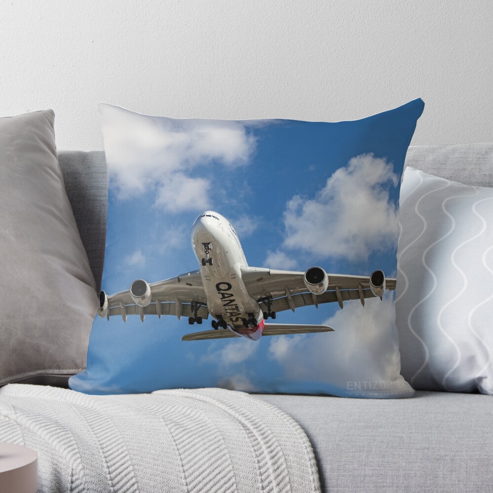 Airbus A380 Plane on the Runway Throw Pillow for Sale by DV-LTD