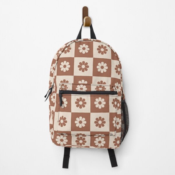 Checkered Backpack Bag Cream Checkered