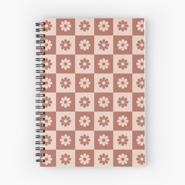 Item preview, Terracotta and Cream Checkered Flowers Pattern designed and sold by thelustrous.
