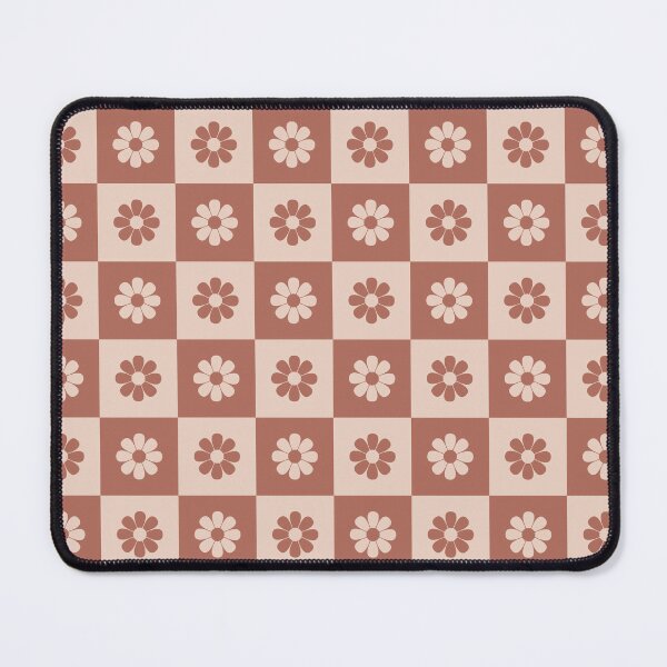 Item preview, Terracotta and Cream Checkered Flowers Pattern designed and sold by thelustrous.