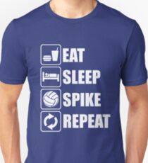 Eat schlafen Spike Wiederholung Volleyball Unisex T-Shirt