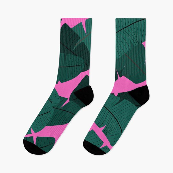 Item preview, Hot pink and green leaf print designed and sold by DemonicGloom.