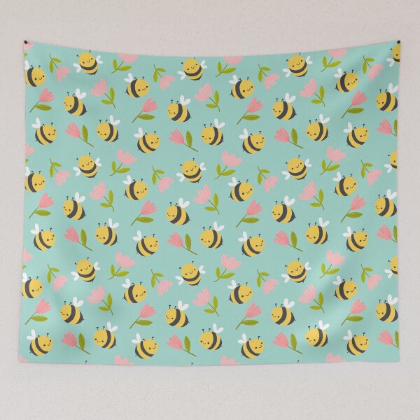 Item preview, Cute Honey Bees on Blue designed and sold by Heather Rosas.