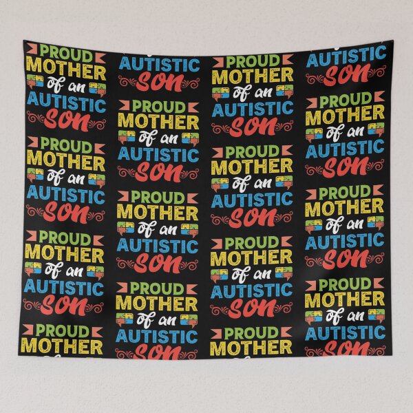 Item preview, Proud Mother Of An Autistic Son Autistic support Be Positive Aspire To Inspire Happy Life Apparel Essential Motivation Inspiration Joy Mood designed and sold by DesignByHeartUK.