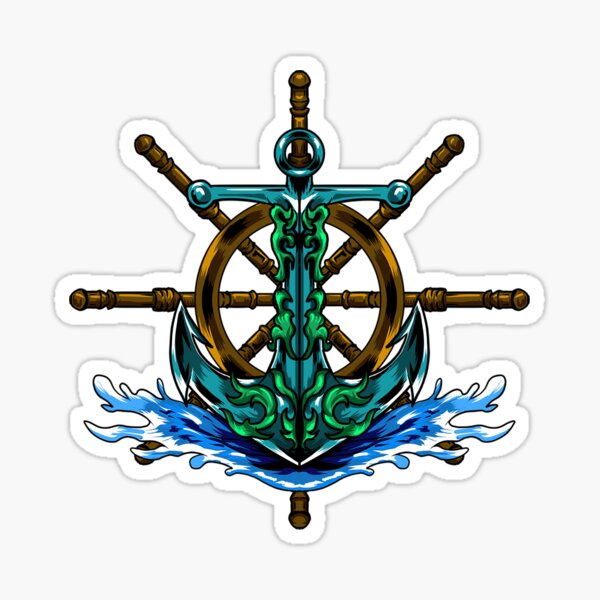 Item preview, Blue Green Anchor Ship Rudder Sea Wave Combination designed and sold by leen12.