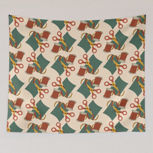 Item preview, scissors, sewing, paper (green, red, orange, brown) designed and sold by kim tang.