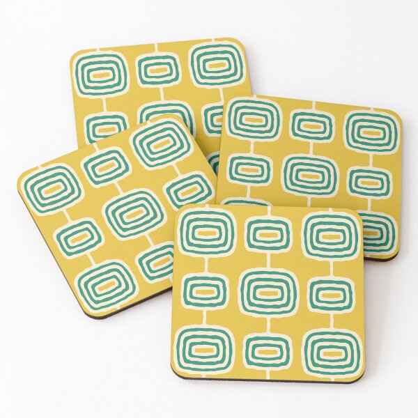 Item preview, Mid Century Modern Atomic Rings Pattern 670 Green and Yellow designed and sold by tonymagnerart.