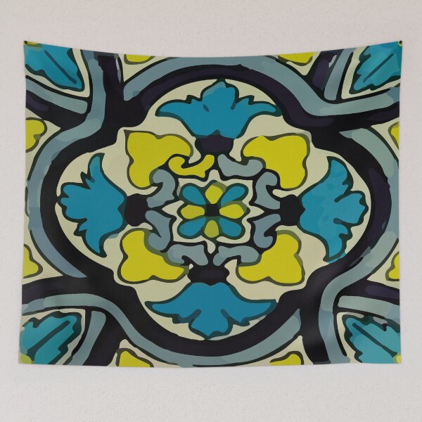 Item preview, Azulejo mexicano vintage damasco azul barroco designed and sold by T-Mex.