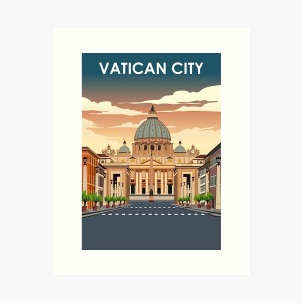 Vatican City Vintage Minimal Retro Travel Poster Art Print
