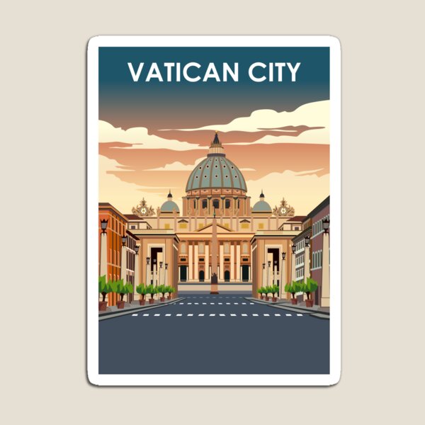 Vatican City Vintage Minimal Retro Travel Poster Magnet