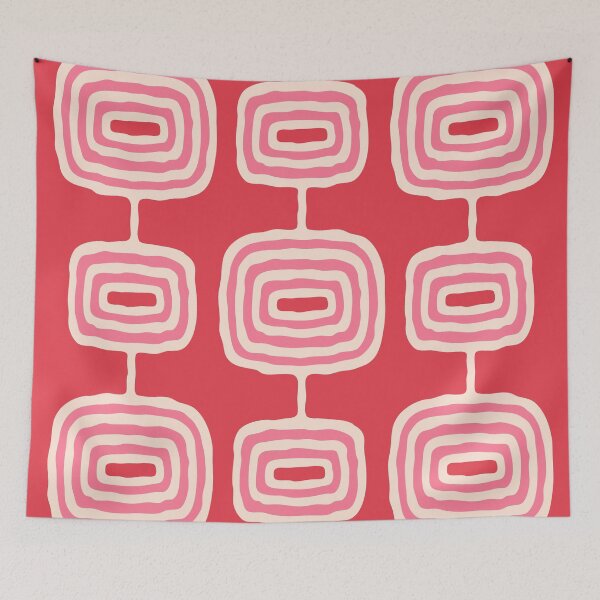 Item preview, Mid Century Modern Atomic Rings Pattern 679 Red and Pink designed and sold by tonymagnerart.