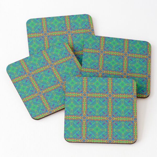 Item preview, Geometrical fractal art of rectangles and fixtures of parallel structures and saturated colors 82 designed and sold by Shape-And-Color.