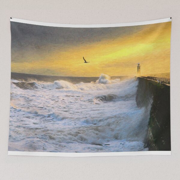 Item preview, Tynemouth Pier storm in the style of Cezanne designed and sold by Violaman.
