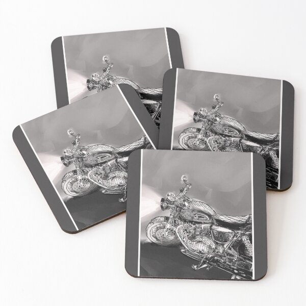 Item preview, Motorcycle hand drawn, black and white design designed and sold by dusso.