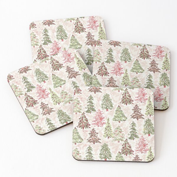 Item preview, Winter tree farm watercolor painterly Christmas trees designed and sold by Jacqueline Maldonado.