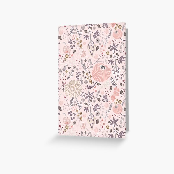 Field of Flowers in Pink and Purple Greeting Card