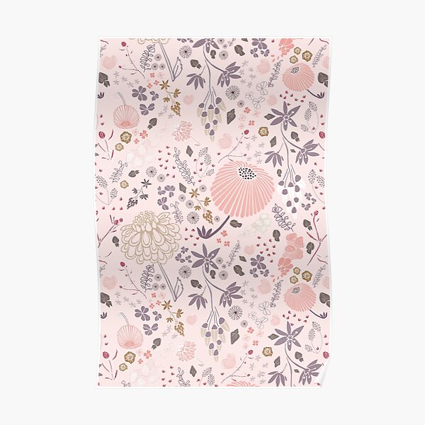 Field of Flowers in Pink and Purple Poster