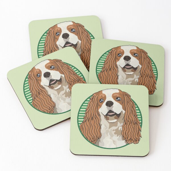 Item preview, Cavalier King Charles Spaniels dog w/ Green stripped circle designed and sold by AdoptNFTPets.