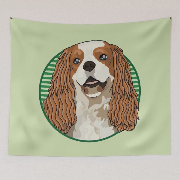 Item preview, Cavalier King Charles Spaniels dog w/ Green stripped circle designed and sold by AdoptNFTPets.