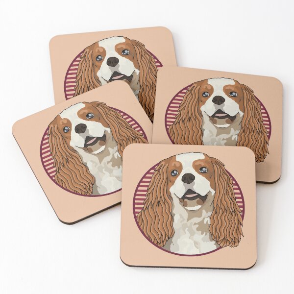 Item preview, Cavalier King Charles Spaniels dog w/ Red stripped circle designed and sold by AdoptNFTPets.