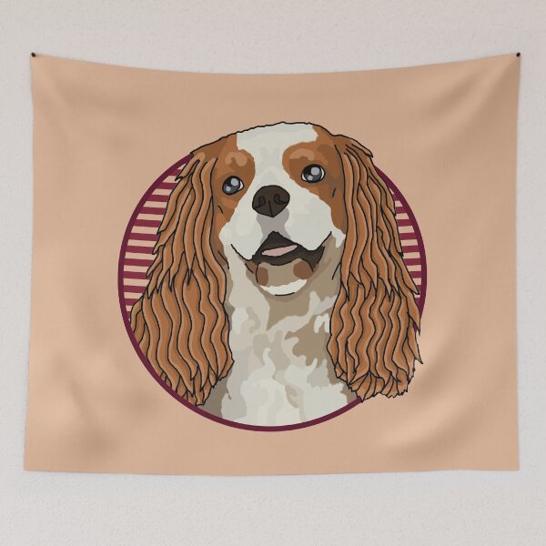 Item preview, Cavalier King Charles Spaniels dog w/ Red stripped circle designed and sold by AdoptNFTPets.