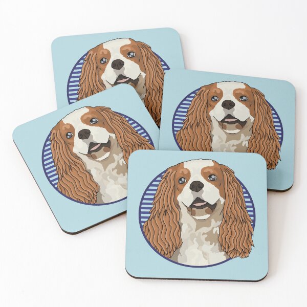 Item preview, Cavalier King Charles Spaniels dog w/ Blue stripped circle designed and sold by AdoptNFTPets.