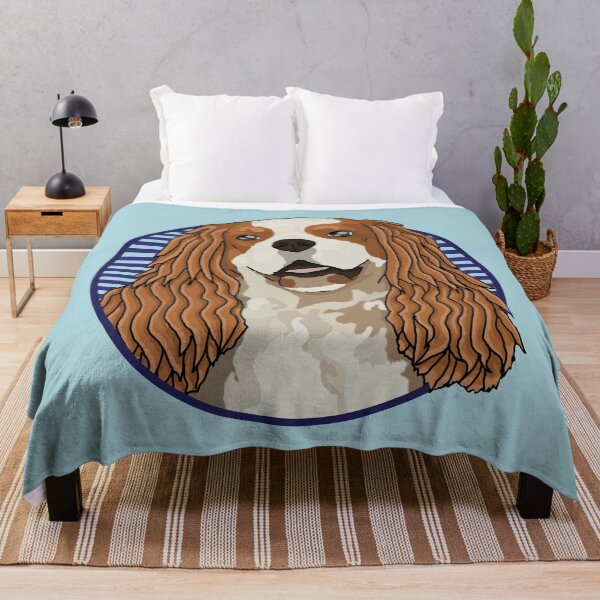 Item preview, Cavalier King Charles Spaniels dog w/ Blue stripped circle designed and sold by AdoptNFTPets.
