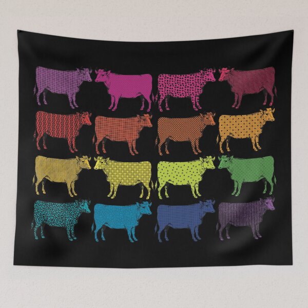 Item preview, Repeating Rainbow colored and decorated cows  designed and sold by marina63.