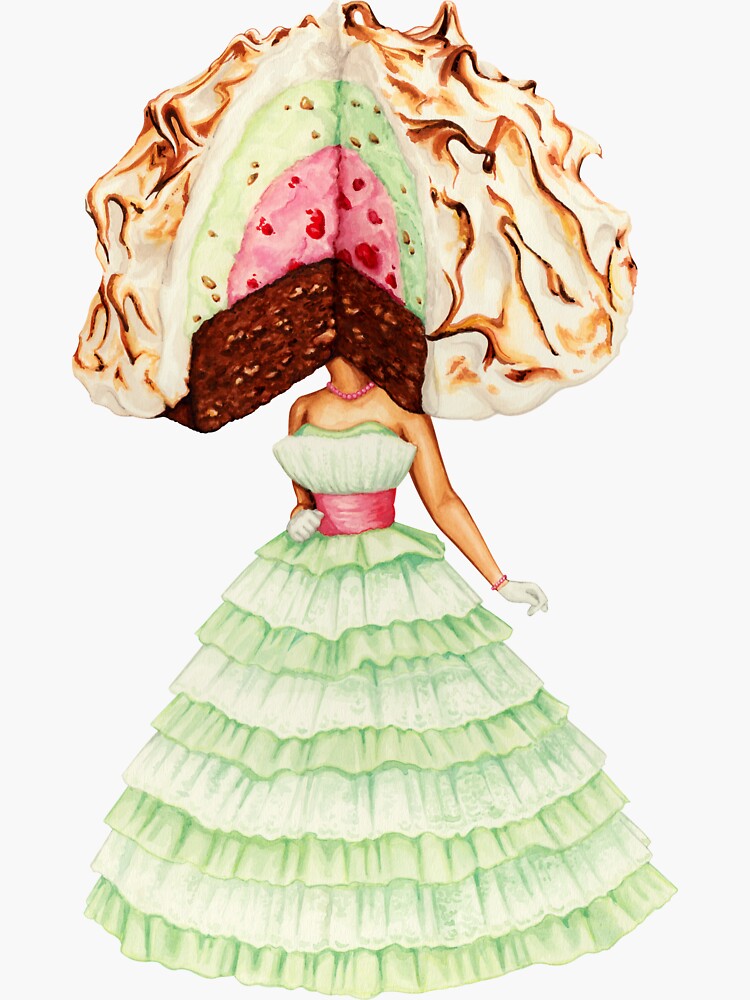 "Cake Head PinUp Spumoni Baked Alaska" Sticker for Sale by