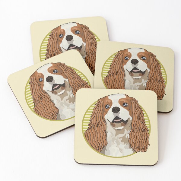 Item preview, Cavalier King Charles Spaniels dog w/ Yellow stripped circle designed and sold by AdoptNFTPets.