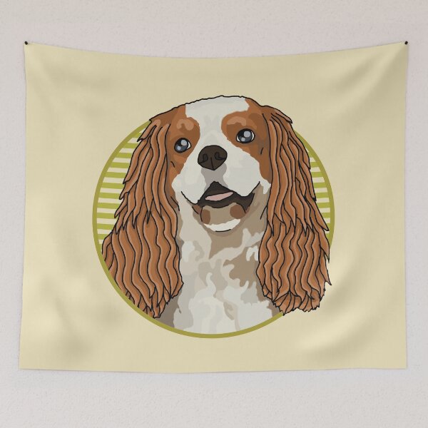Item preview, Cavalier King Charles Spaniels dog w/ Yellow stripped circle designed and sold by AdoptNFTPets.