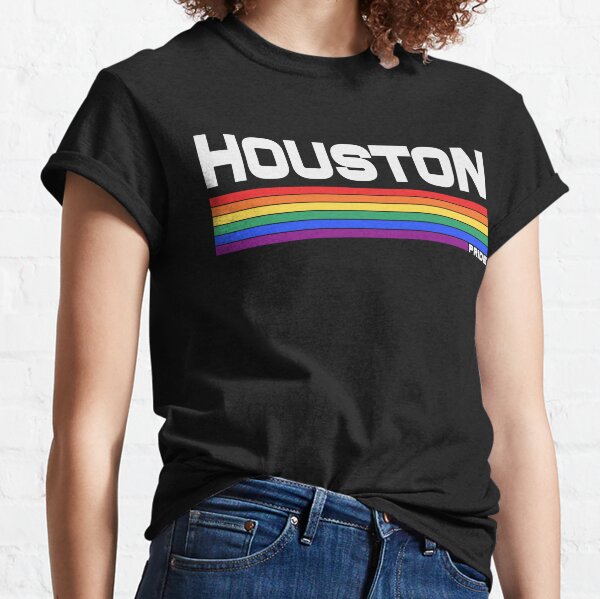 Let's Go Retro Style Rainbow Theme Houston TX Baseball Shirt — RamShirts