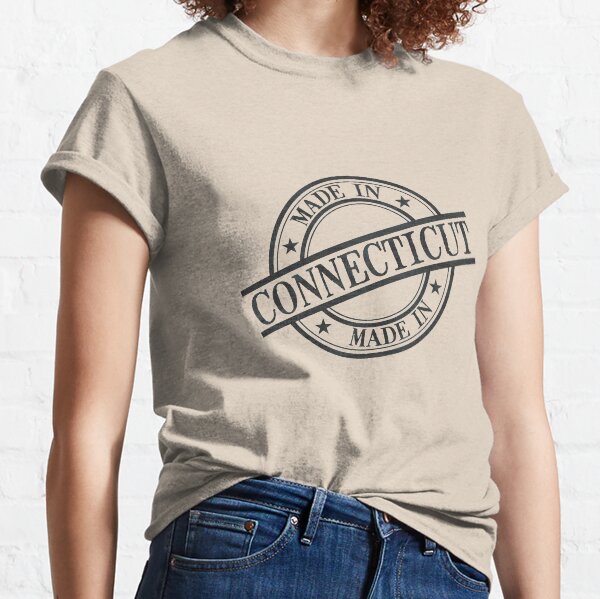 Made In Connecticut Stamp Style Logo Symbol Black Classic T-Shirt