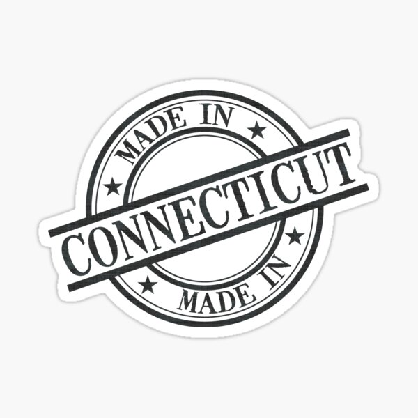 Made In Connecticut Stamp Style Logo Symbol Black Sticker