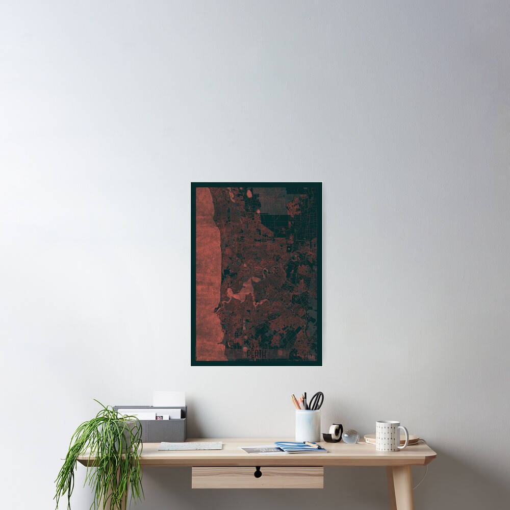 Perth Map Red Poster