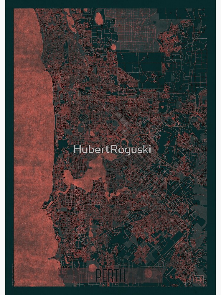 Perth Map Red by HubertRoguski