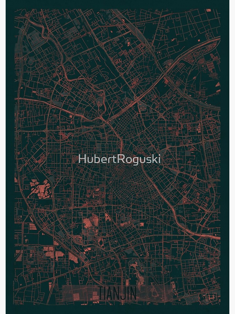Tianjin Map Red by HubertRoguski