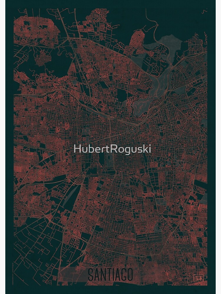 Santiago Map Red by HubertRoguski