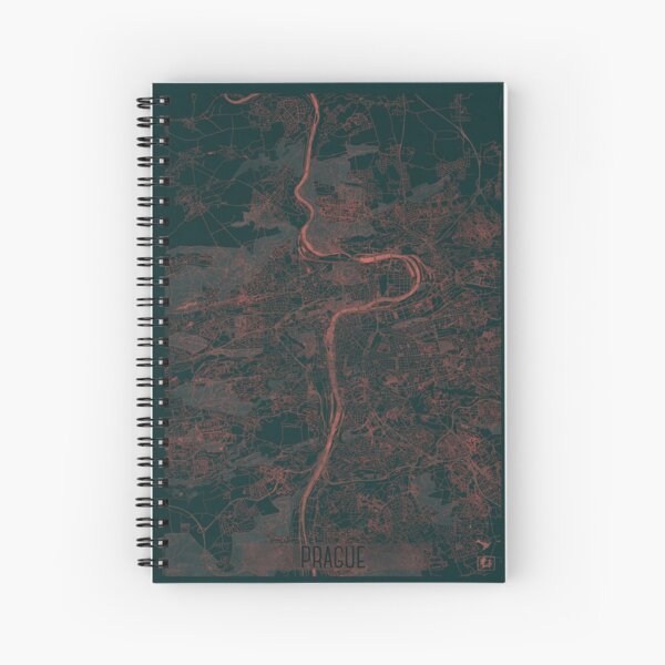 Prague Map Red Spiral Notebook