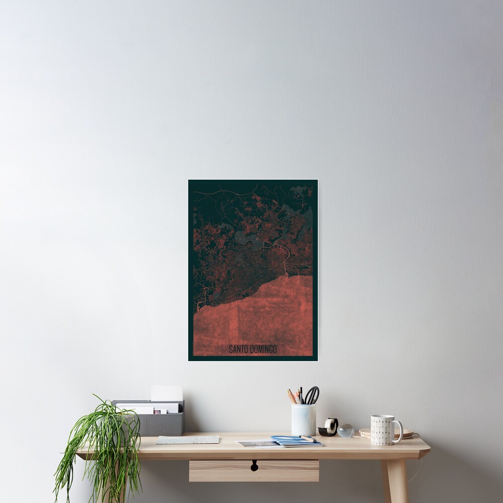 Santo Domingo Map Red Poster